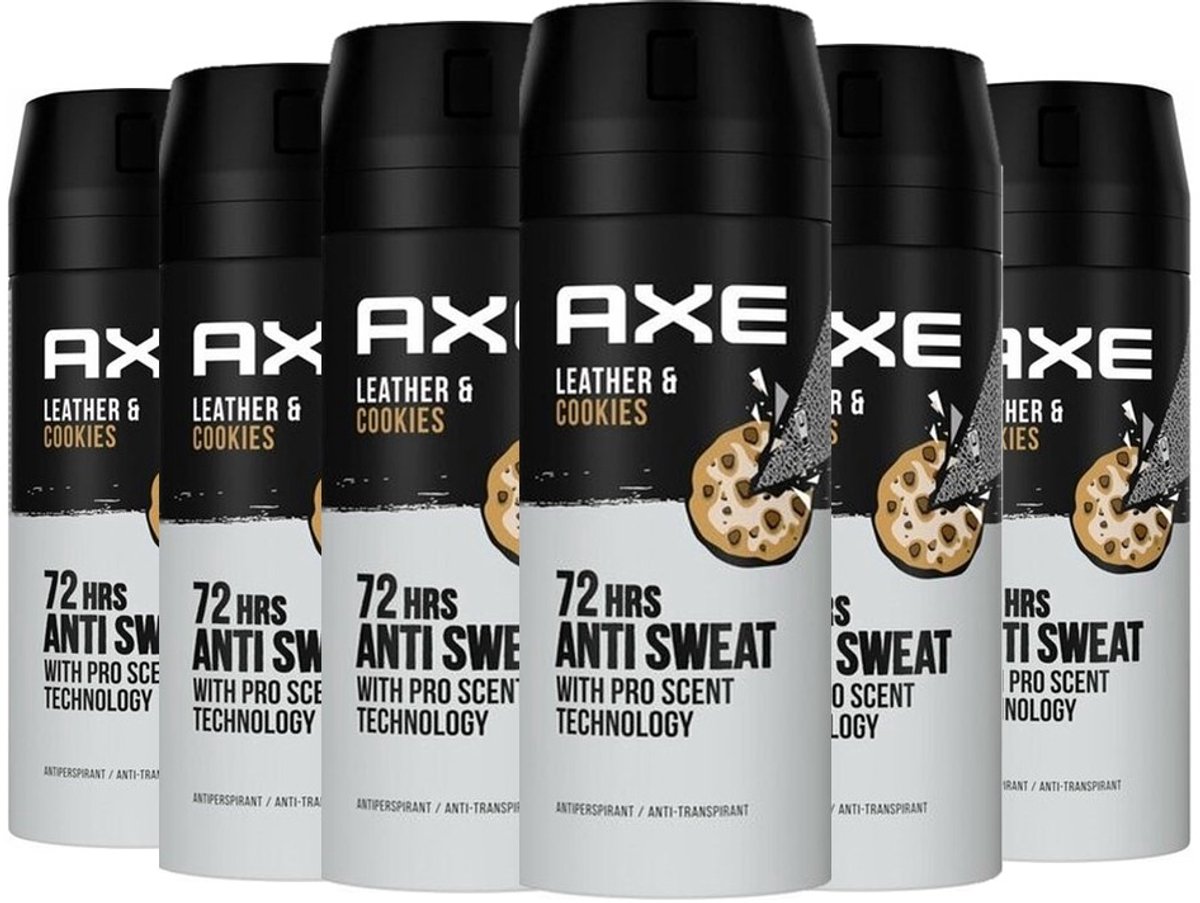Axe Deo Spray - Leather & Cookies DRY - 6 x 150 ml - Voordeelverpakking