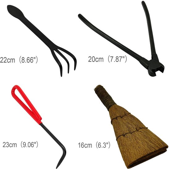 Bonsai Gereedschapset - 16-delig - Met 4 scharen, 3 snijgereedschappen, 1 haak, 1 hark, 1 bezem, 5 draden — afbeelding 5