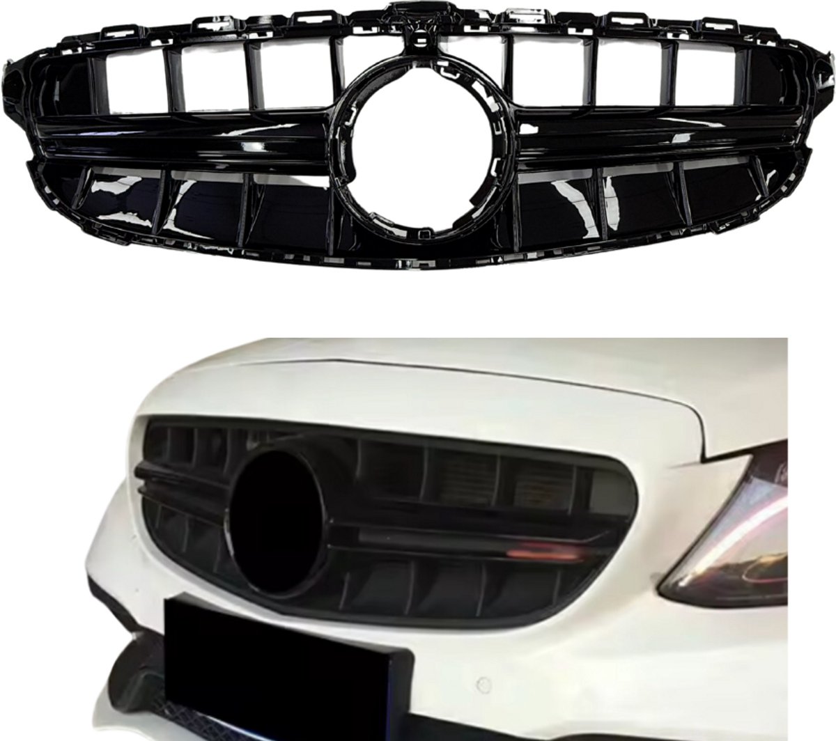 Mercedes C Klasse W205 Facelift (2018-2021) C63 AMG Look Style Grill Glans Zwart