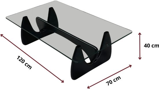 Salontafel - Zwart Hout - Glas - Tafel - Design tafel - Coffee table - Koffietafel