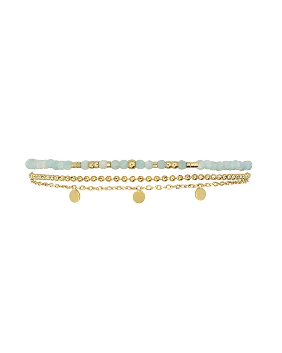 Mint15 Armband 'Alexis' - Amazoniet - Goudkleur RVS/Stainless Steel