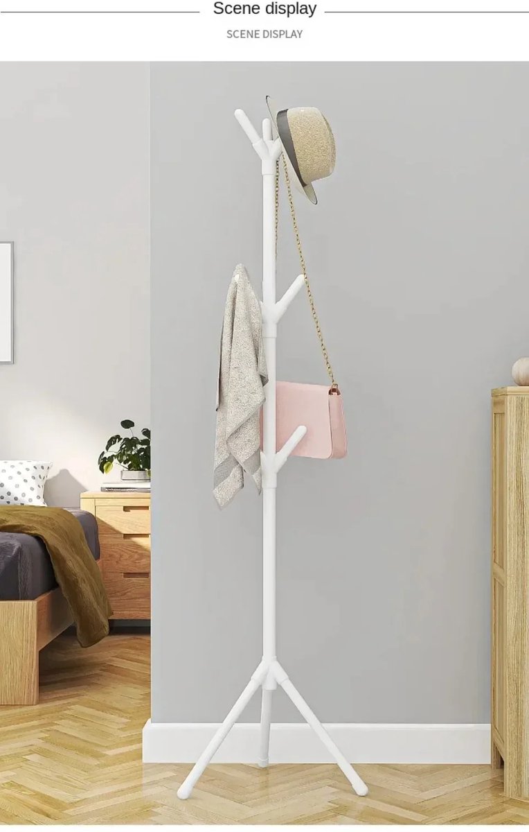 Kapstok - Kapstok staand - Kapstok Modern - Wit - 9 Haken - Kunststof - Anti Slip