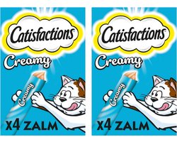 2x Catisfactions - Dreamies - Creamy Zalm - 8x 10gr - Katten snack - Tractatie - Katten snoepjes - Crèmige textuur - Met taurine