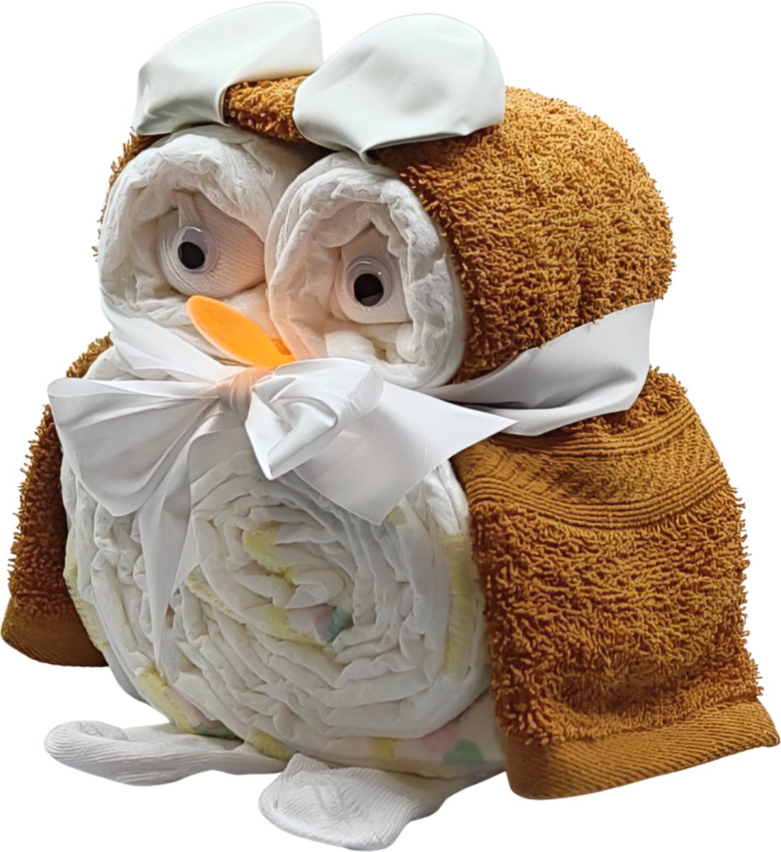 De Zoetebekjes® - Luiertaart - Pampertaart - Kraamcadeau - Uiltjesknapper - Mokka