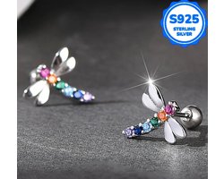 Kleurrijke Libel Oorbellen – 925 Zilver, Elegant & Hypoallergeen