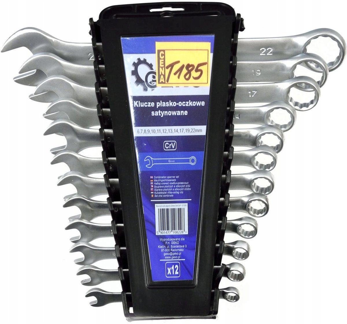 Ring- en steeksleutelset 12 delig 6-22mm CrV Satiné