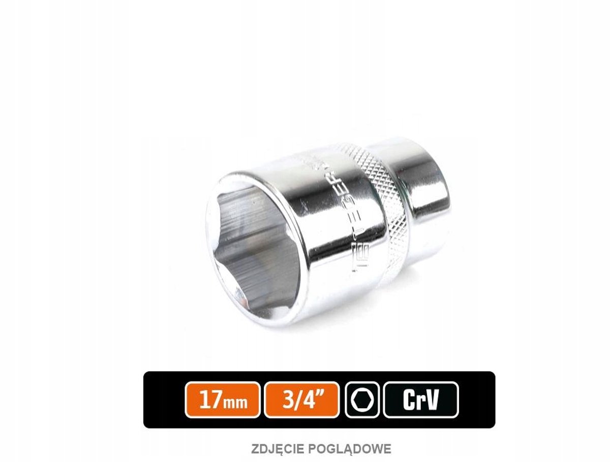 Dopsleutel 3/4" zeskant 17 mm - CRV Staal