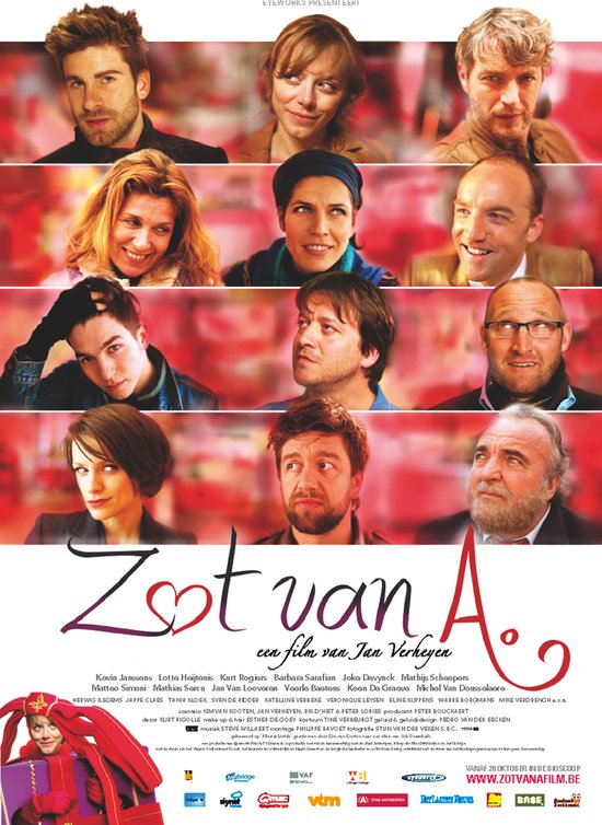 Filmcover met portretten van acteurs, titel 'Zot Van A'.
