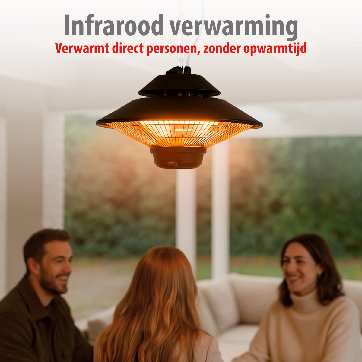 alpina Heater Terrasverwarmer met Infrarood Verwarming - Heater Elektrisch en Hangend - Terras Verwarmer P44 Spatwaterdicht - Terrasheater 1500W met Afstandsbediening – foto 5