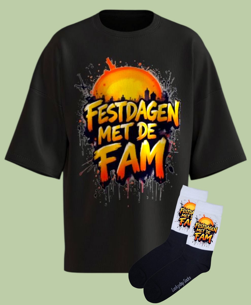 Kerst Familie - Kerstshirt - Kerstcadeau - Foute kerst trui - Kerst tshirt - Gift set met kerstsokken - Grappige kerstkleding - Kerst shirt voor man en vrouw - Kerst shirt voor dames en heren - LuckyDaySocks - Maat L