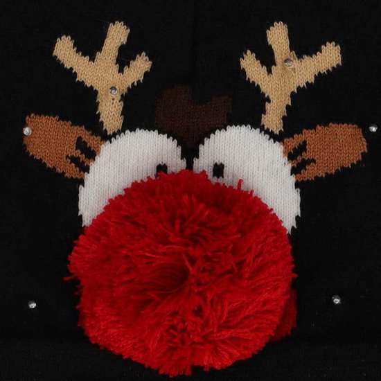 Morethansocks - Bonnet de Noël lumineux - Unisexe - Taille unique - Zwart Ho Ho Ho - Bonnets de Noël - Bonnet de Noël lumineux