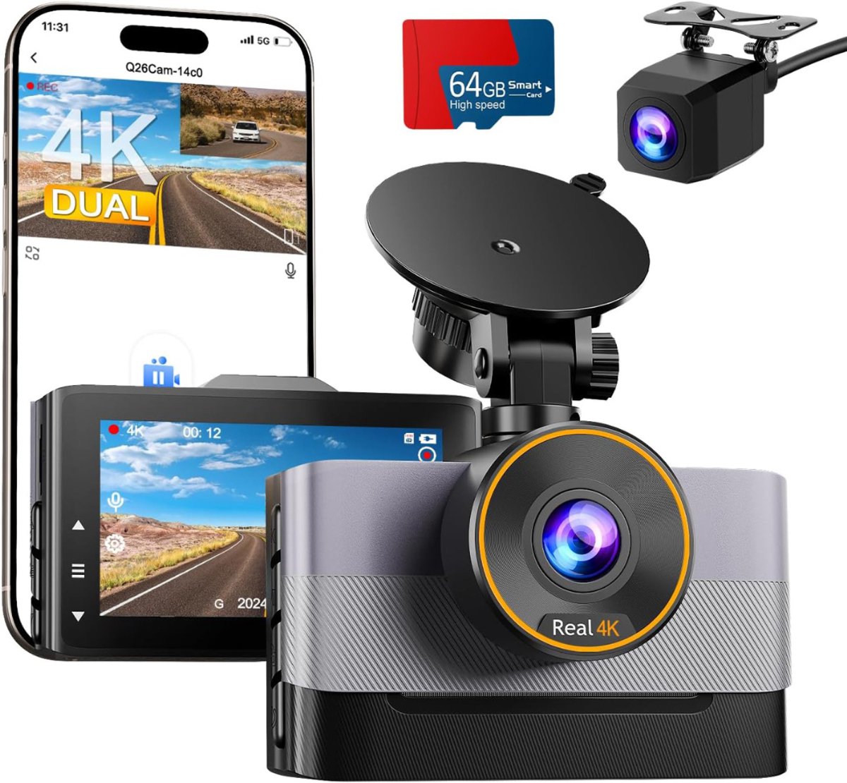 DailySupplies® Dashcam voor Auto - Dual - Camerabewaking - Full HD - Zwart wn Grijs