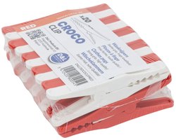 D&L Croco Wasklemmen/Wasknijpers - 20 Stuks - Rood/Wit