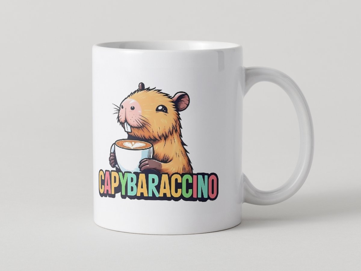 Mok Capybaraccino – Capibara Koffiemok 330ml | Grappige Beker voor Koffieliefhebbers