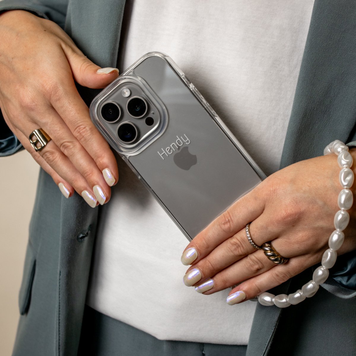Hendy telefoonhoesje met koord - Pearl Short Telefoonketting - iPhone 16 Pro Max