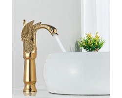 Robinet Salle de Bain Doré Laiton Massif Mitigeur Haut Robinet Lavabo Salle de Bain Robinet De Pont Monté