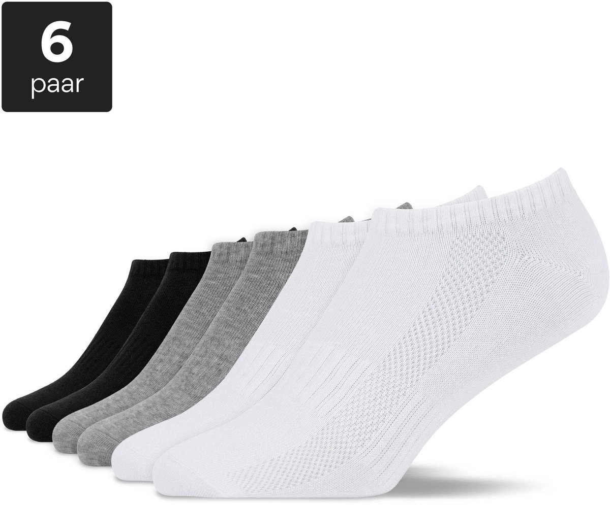 SNOCKS Enkelsokken Wit - Sneakersokken Dames - Sneakersokken Heren - Footies Dames - Biologisch Katoen - Duurzaam Cadeau - 6 Stuks