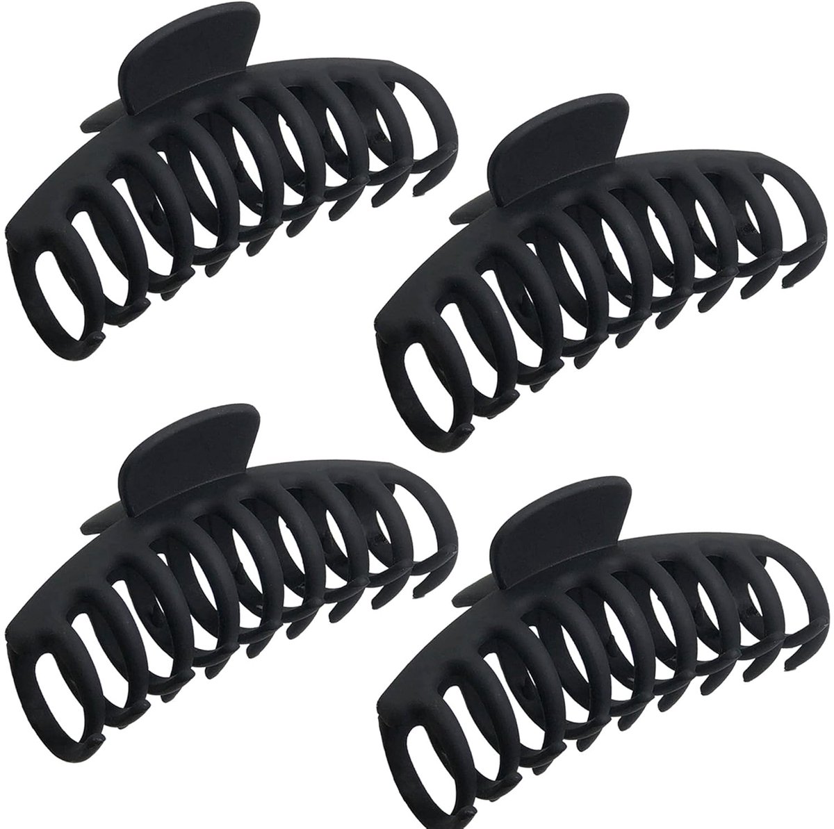 Daity 4-pack - Haarspelden - 4.3 inches medium zachte haarclips - flexibele en onbreekbare haarclips - sterke fixatie en antislip - geschikt voor dik of fijn haar（Zwart）