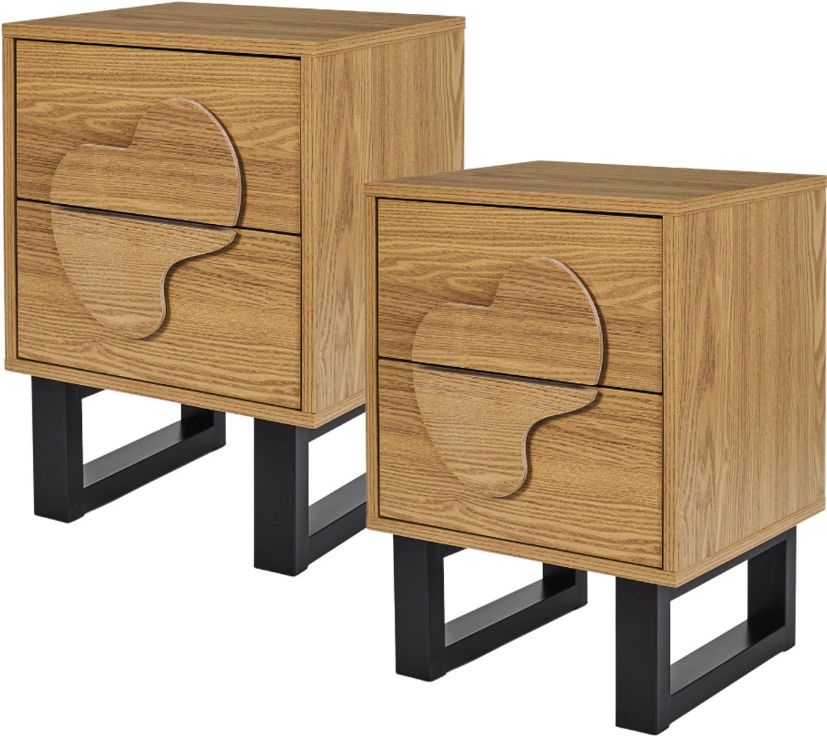MISOU Nachtkastjes set van 2 - met Lade - 40x40x55cm - Nachtkastje Hout Look Bruin - Bedside Table - CALYPSO