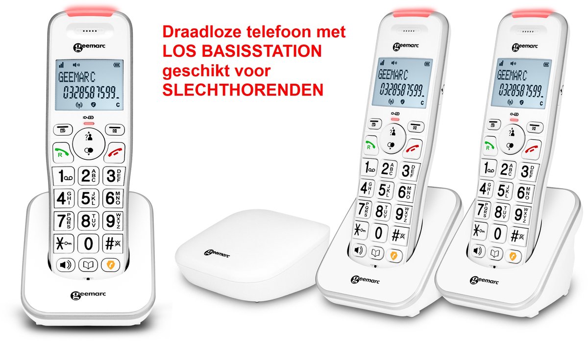 Draadloze telefoon - LOS BASISSTATION - 3x handset - geschikt voor SLECHTHORENDEN - 200-3
