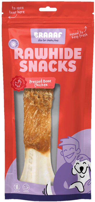 Braaaf Geperst Bot Hondensnack Kip 20 cm - 175 gr