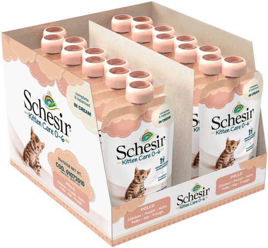 Schesir Kattenvoer Kitten 0-6 Kip in Cream - 20 x 150 gr - Voordeelverpakking