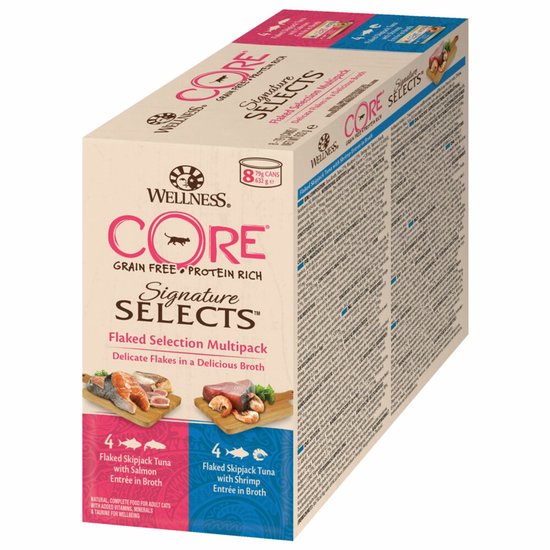 Wellness Core Signature Selects Flaked Multi-Pack - Katten natvoer -  8 x 79 g