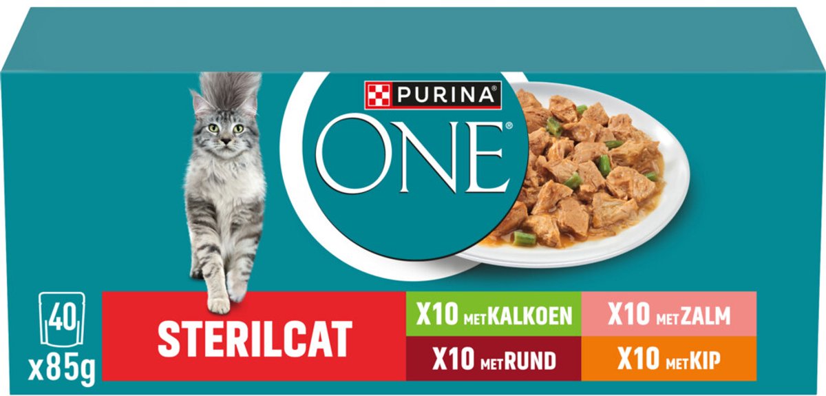40x85g PURINA ONE Sterilcat Mix (4 soorten) natvoer voor katten