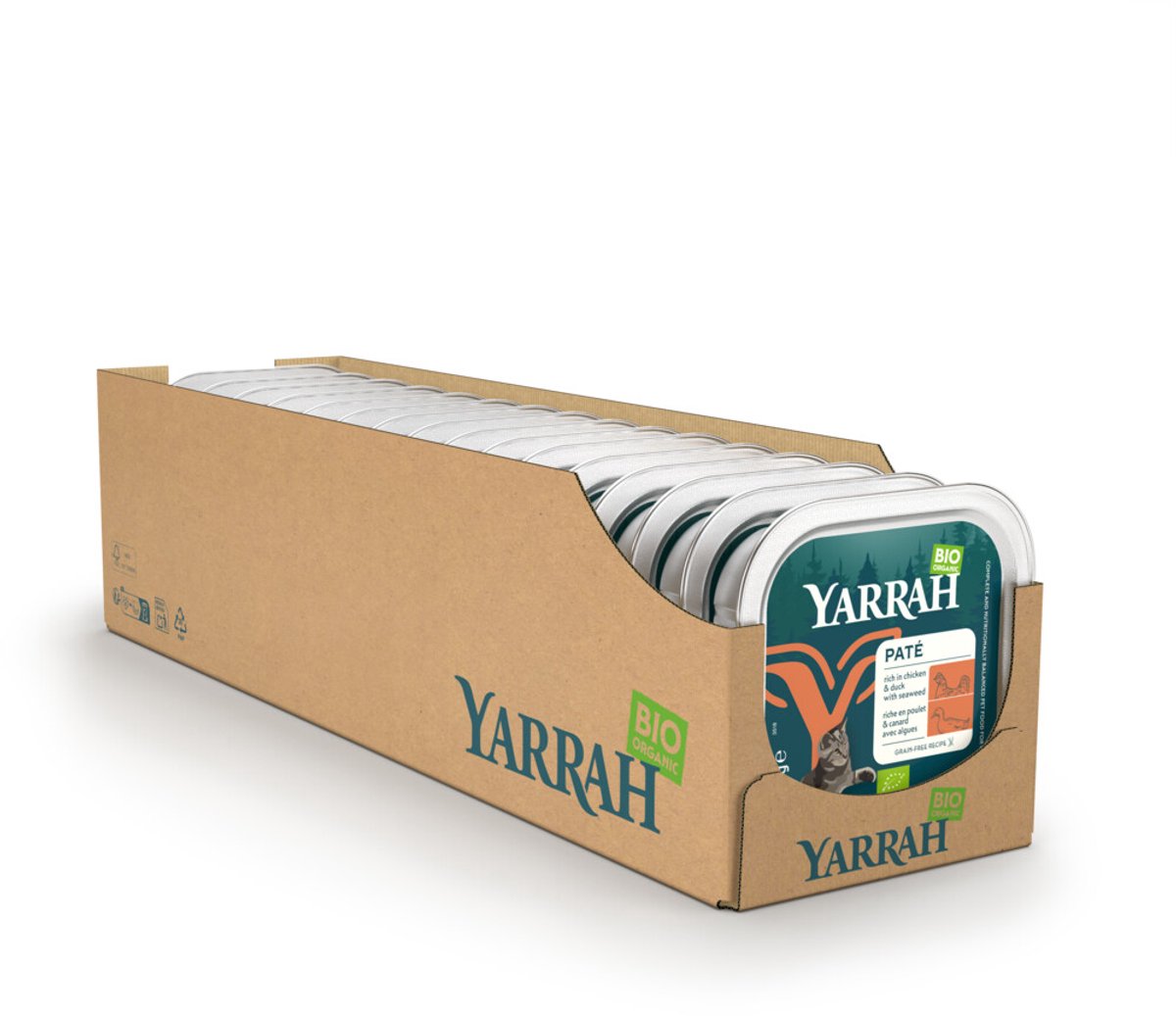 Yarrah Yarrah Bio Alu Paté Grainfree Kattenvoer Nat Kip & Eend - 16 x 100 gr - Voordeelverpakking