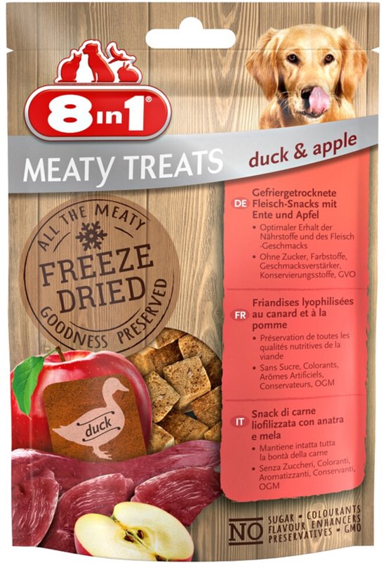 8in1 Meaty Treats Eend en Appel - 8 x 50 gr - Voordeelverpakking