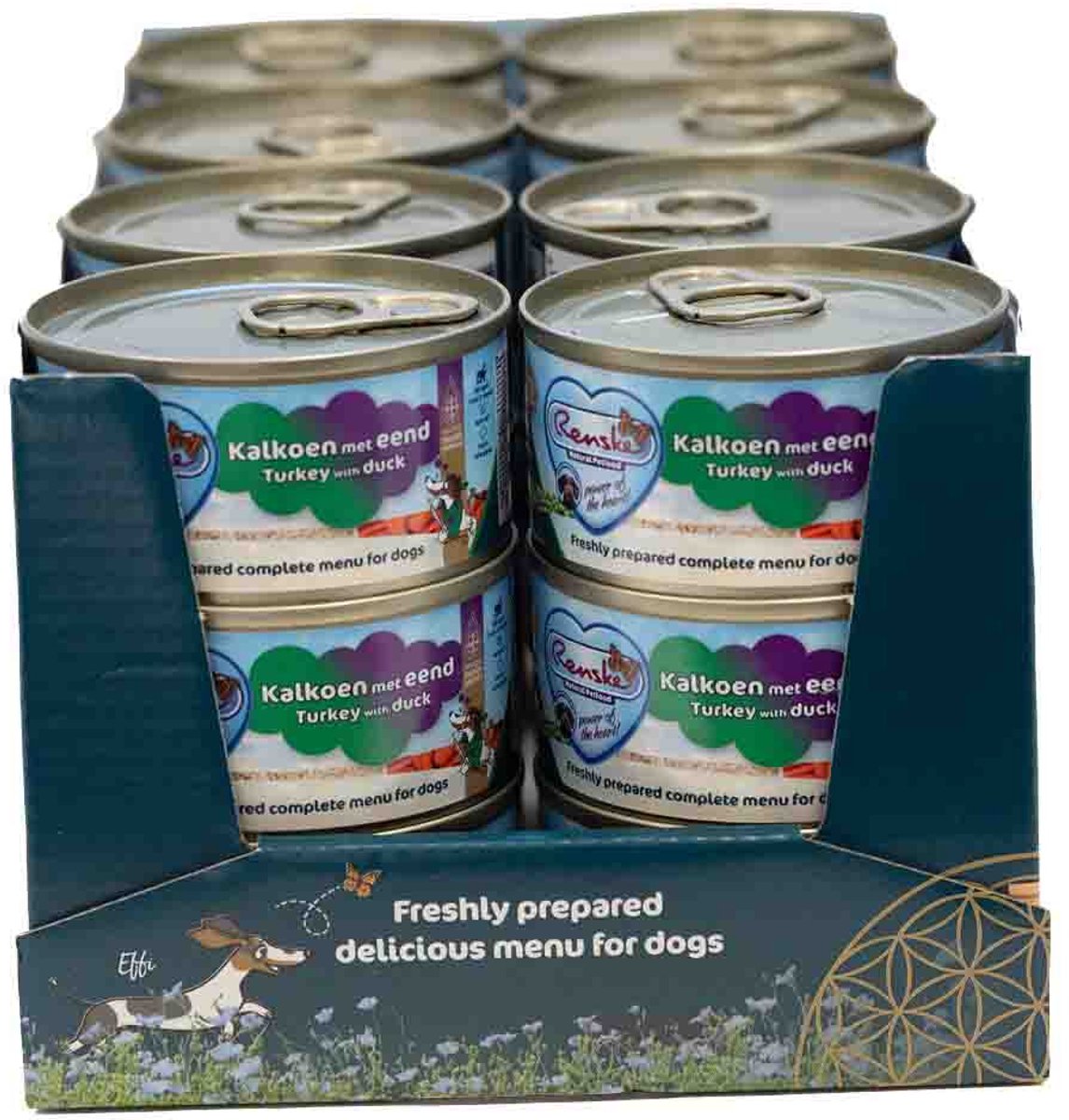 Renske kalkoen met eend hypoallergeen nat hondenvoer (blik 95 gr) 2 trays (48 x 95 g)