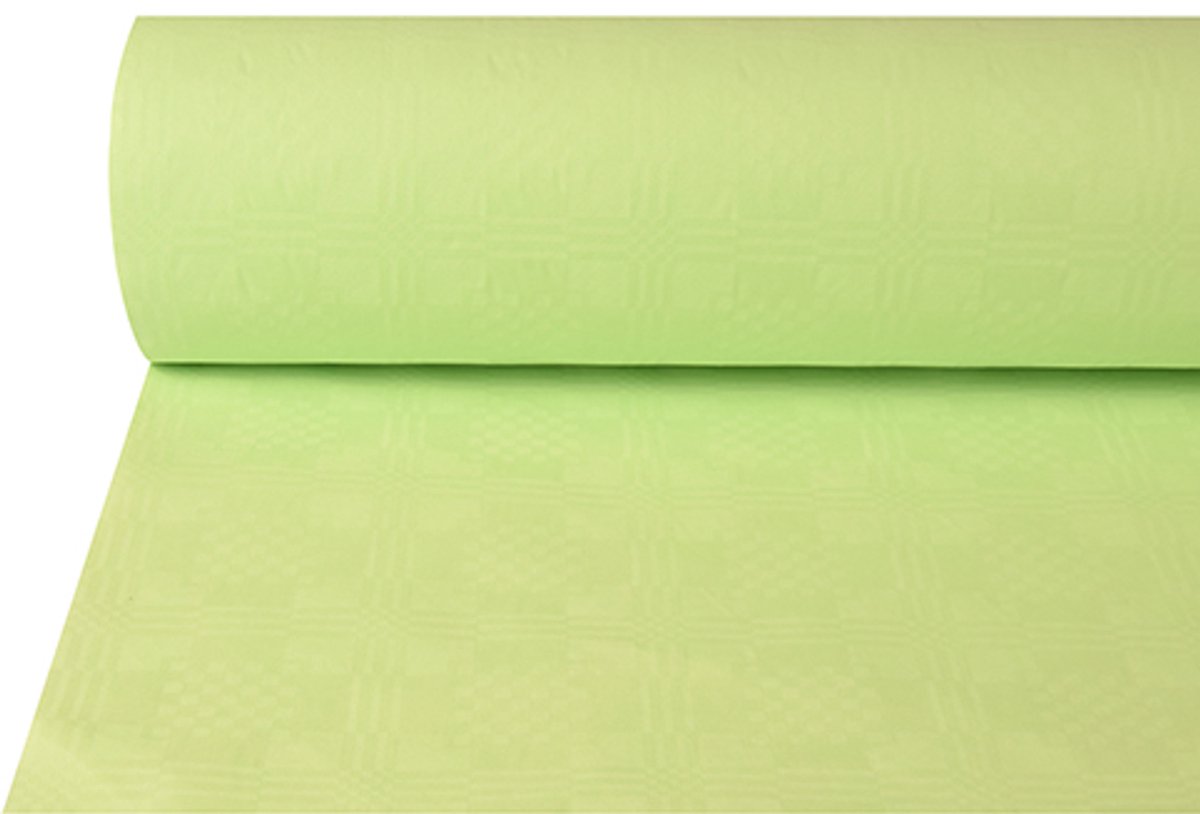 Tafelkleed papier met damastprint 50 m x 1 m pastelgroen