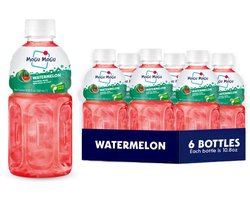 Mogu Mogu Watermeloen 6 x 320 ml – Frisdrank met nata de coco | Tropische limonade met kokosstukjes | Verfrissend genotsdrankje om te drinken & kauwen met Kajal Sticker