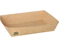 80 Snackbakje, karton pure 4 cm x 11 cm x 16 cm bruin 100% Fair extra large