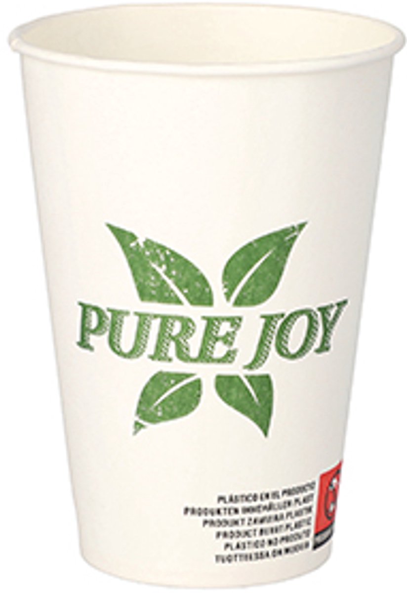 PAPSTAR Drinkbekers, Karton 0,2 l Ø 7,3 cm · 9,9 cm wit "Pure Joy" - 1000 Stuks (20x50)