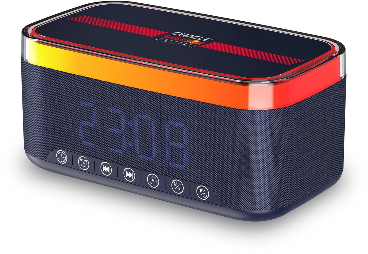 Oracle Red Bull Racing Wekkerradio - Digitale Wekker met draadloos opladen - Bluetooth Speaker - Oplaadbaar - Multi Color LED Verlichting - 30W Max Vermogen - TWS