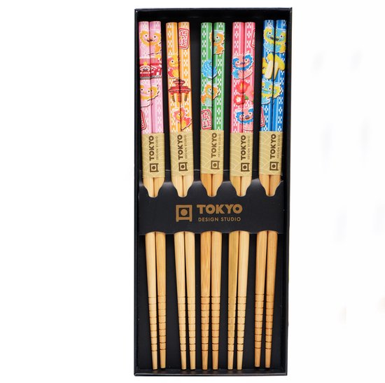 Tokyo Design Studio – Chopstick Set - Komische draak – Eetstokjes – 5 paar