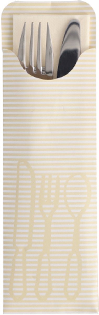 100 Bestekzakjes 23,5 cm x 7,3 cm creme incl. gekleurde servet