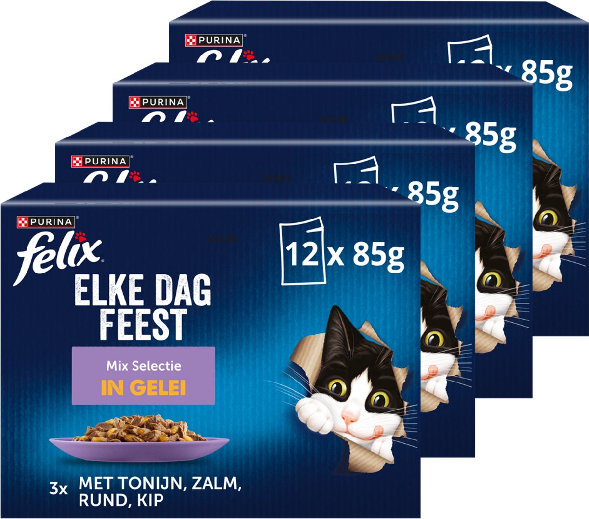 Felix Elke Dag Feest Mix Selectie in Gelei - Katten natvoer - 48 x 85g