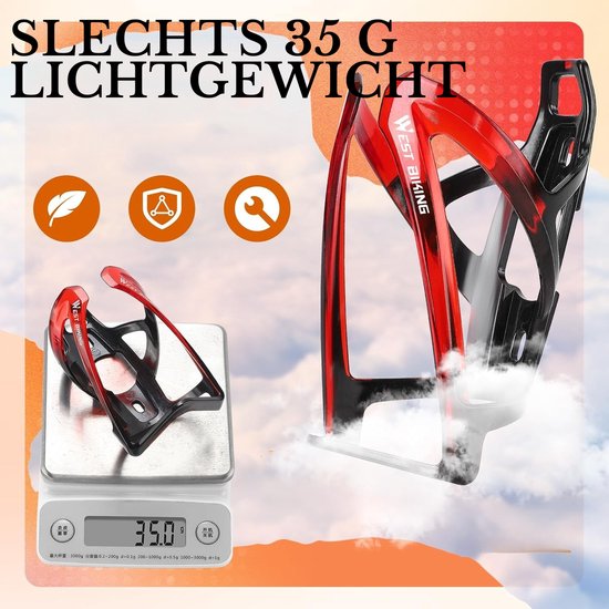 Fiest bidonhouders - Fleshouder - PC-kunststof - Lichtgewicht - Eenvoudige Montage - Zwart Rood — afbeelding 3