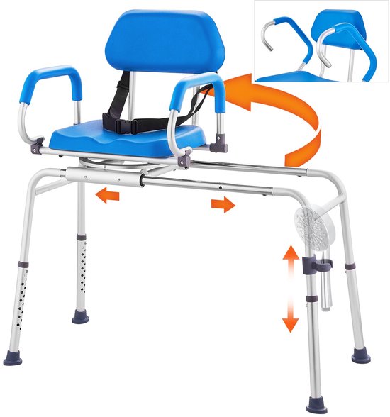 Badkuip Transferbank voor Bad, Verstelbare Douchestoelen voor Volwassenen, Lichtgewicht Douchebank voor Senioren en Mindervaliden, Antislip Badstoelen met Armleuning en Omkeerbare Rugleuning | NL