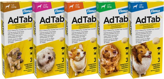 Adtab Kauwtablet Voor Honden 3 stuks - Anti vlooien en tekenmiddel -