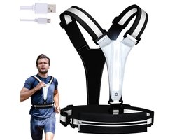 Reflecterend Vest Hardloopkleding - Hardloopvest met Verlichting - Oplaadbaar inclusief USB Kabel - Hardloop Verlichting aan Voor- en Achterkant - 3 Standen Licht - Reflecterend Running Vest - Hoge Zichtbaarheid - Verstelbare Taille/Schouder