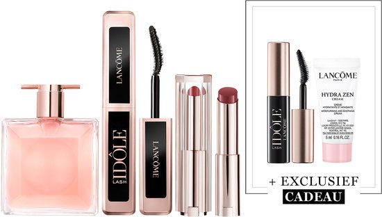 Lancôme Idôle Eau de Parfum - 25ml & Lancôme Lash Idôle Mascara Midi - 001 Black & Lancôme Lip Idôle Squalane-12 Butterglow™ Glowy Lippenbalsem - Sheiks Rosy Nude 50 + 2 Cadeaus