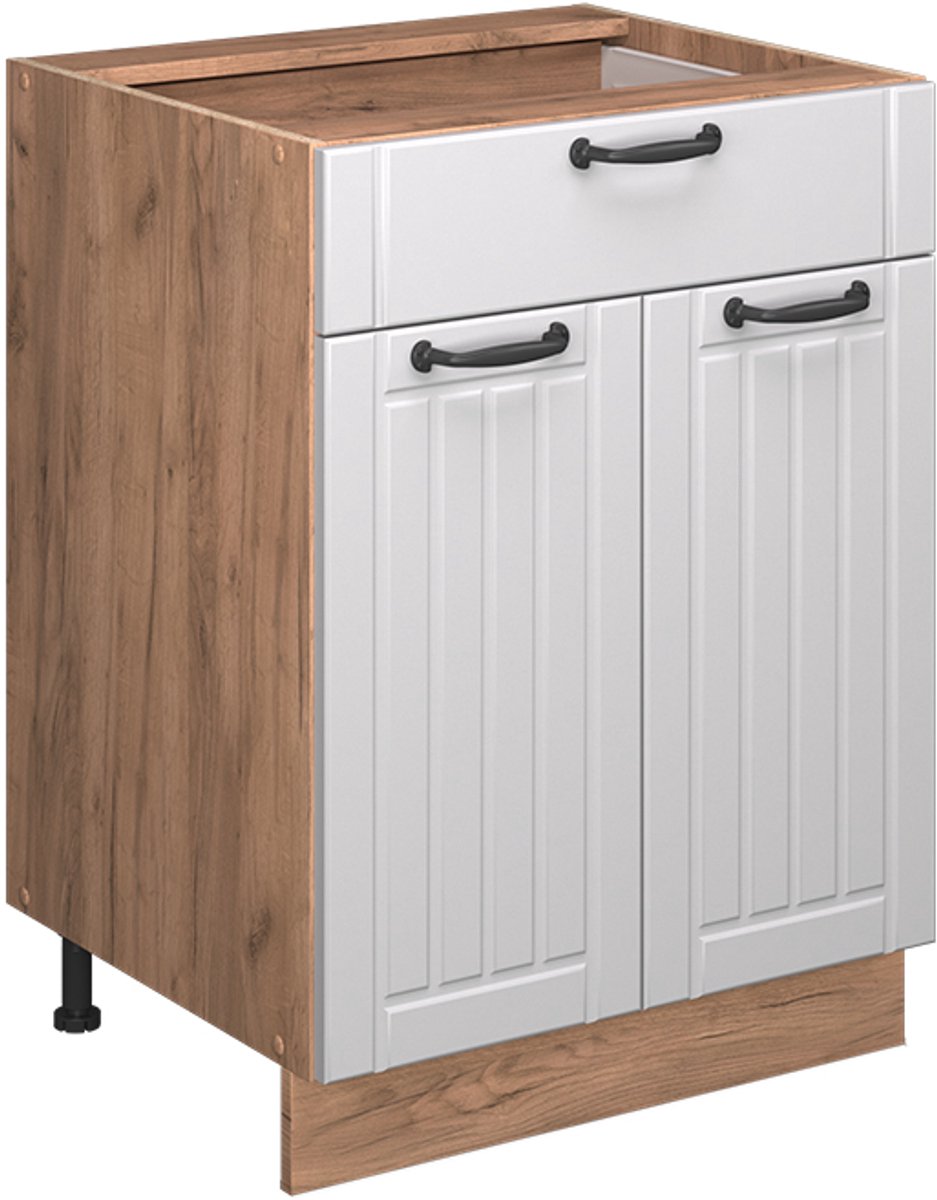 Vicco Fame-Line Keukenonderkast – 60 cm met lade, WB Antraciet Wit Landhuis