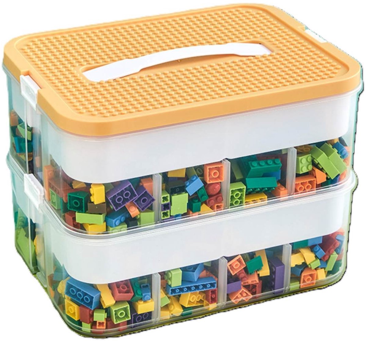 Ceruzo Speelgoed Opbergbox – 2 lagen – Transparant – Stapelbaar – Organizer- Inzetbakken