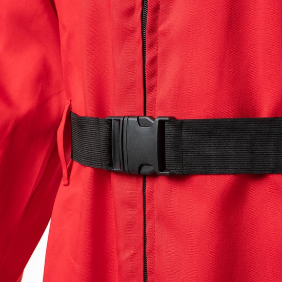 Costume de jeu rouge – Combinaison rouge avec masque, Gants et Riem – Halloween – Taille S