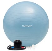 Tunturi Anti Burst Fitness bal met Pomp - Yoga bal 75 cm - Pilates bal - Zwangerschapsbal – 220 kg gebruikersgewicht - Incl Trainingsapp – Lichtblauw