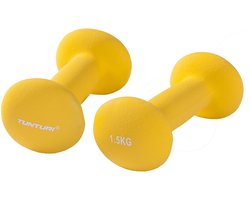 Tunturi Tunturi Dumbbell set - 2 x 1,5 kg - Neopreen - Fluor Geel - Incl. fitness app