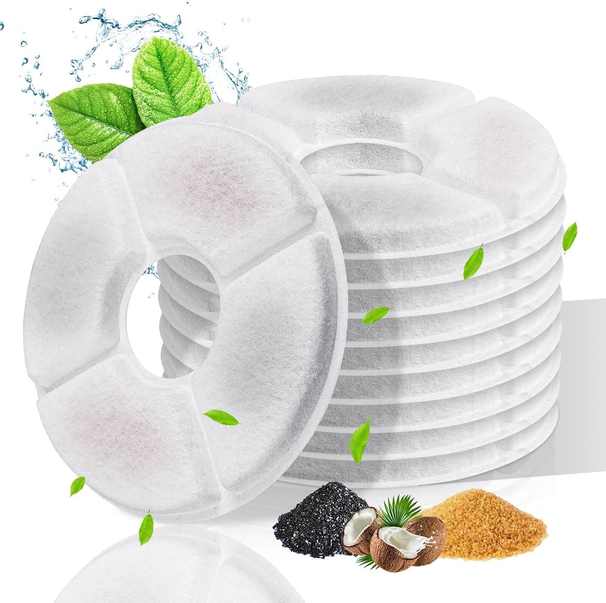 Drinkfontein Filters – Ronde Filters van Carbon – Kattenfontein – Drinkfontein Kat – Navulling set – voor huisdieren Katten – 12.5*3.5cm 12 Stuks – Fontein – Navulling